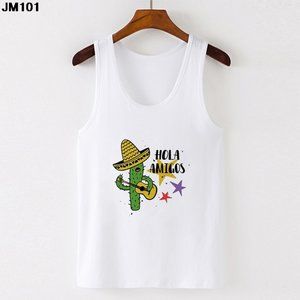 Fashion Cactus Free Hugs Print Ladies Sleeveless T-shirt Summer Harajuku Women&#